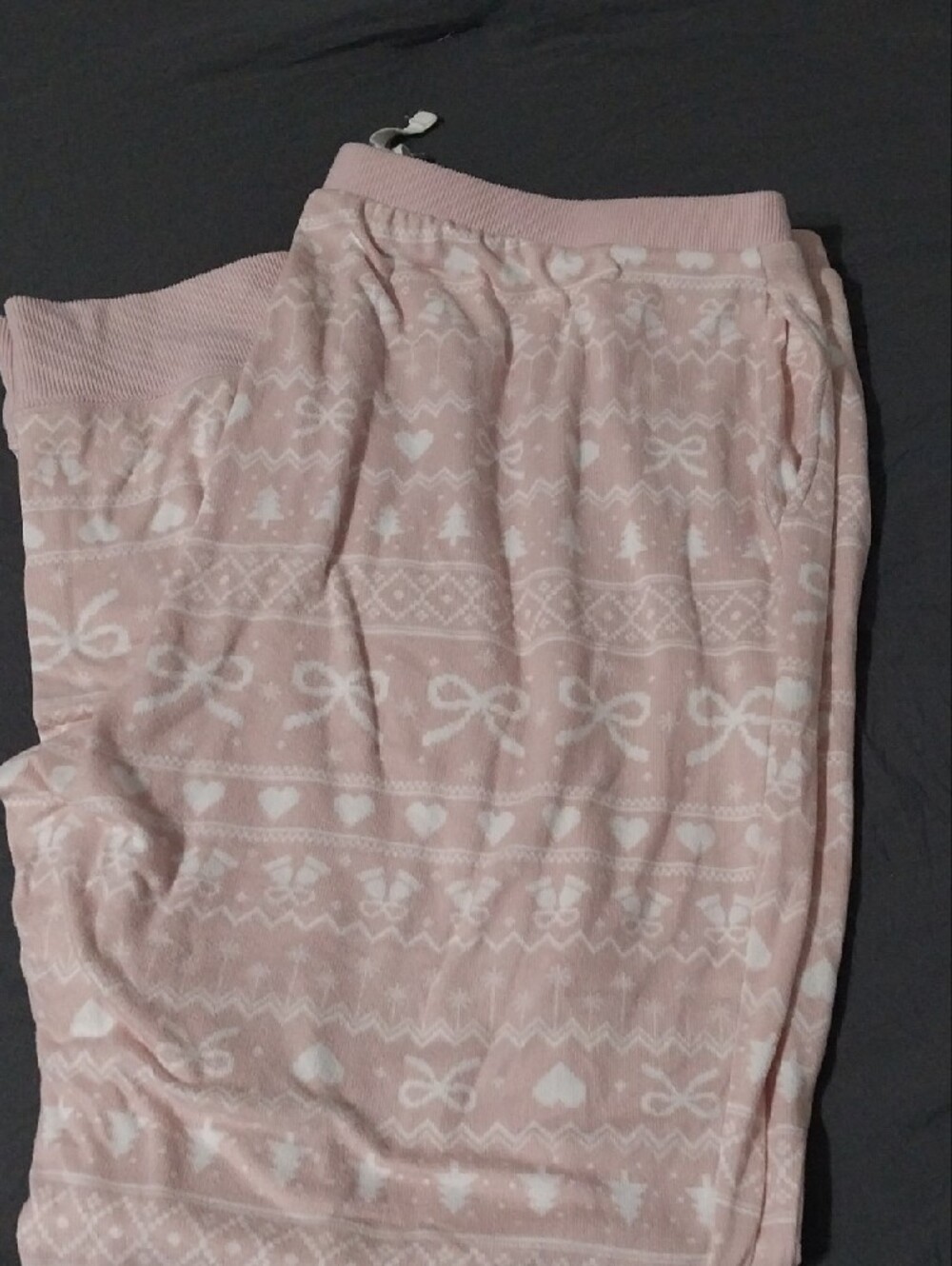 Womans Long Sleeve Pink Holiday Pattern Pajama Set - Picture 3 of 3